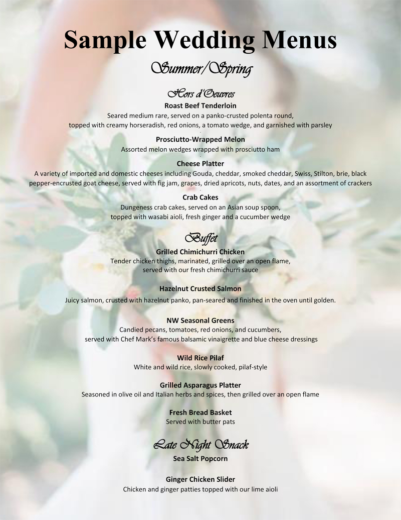Wedding Catering Kirkland Bellevue Seattle Wedding Catering