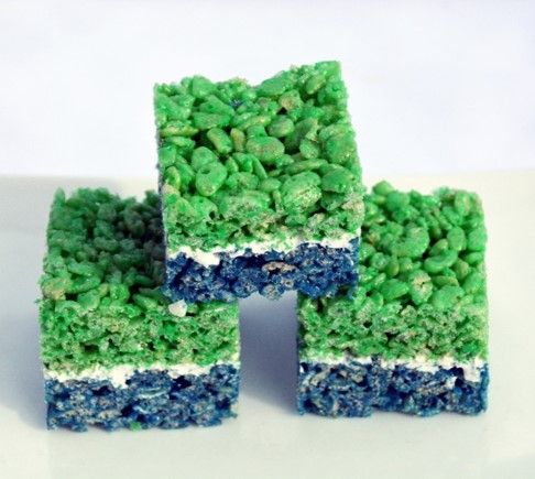 Blue and Green Rice Krispie Treats